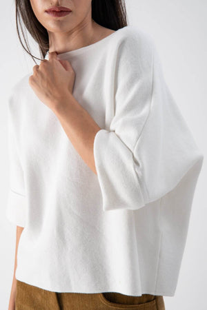 Maglia strutturata con risvolto panna - MND™