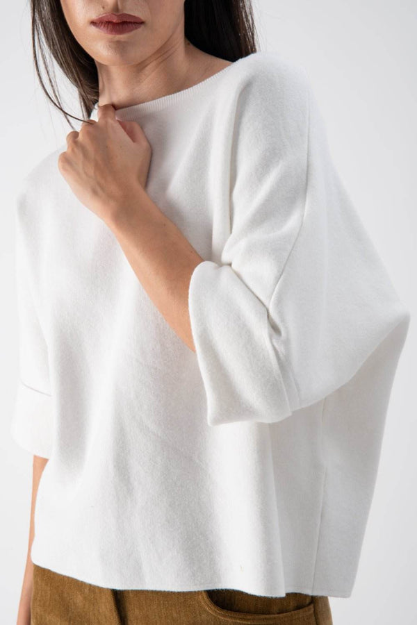 Maglia strutturata con risvolto panna - MND™