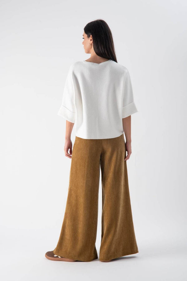 Pantalone a costine a gamba larga con tasche - MND™