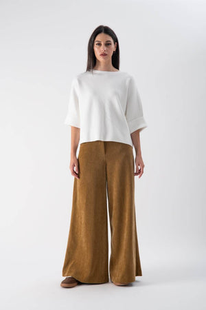 Pantalone a costine a gamba larga con tasche - MND™