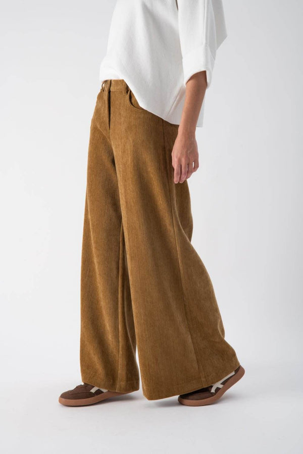 Pantalone a costine a gamba larga con tasche - MND™