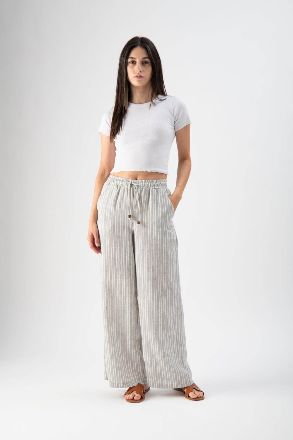 Pantalone in lino a righe - MND™