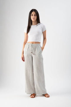 Pantalone in lino a righe - MND™