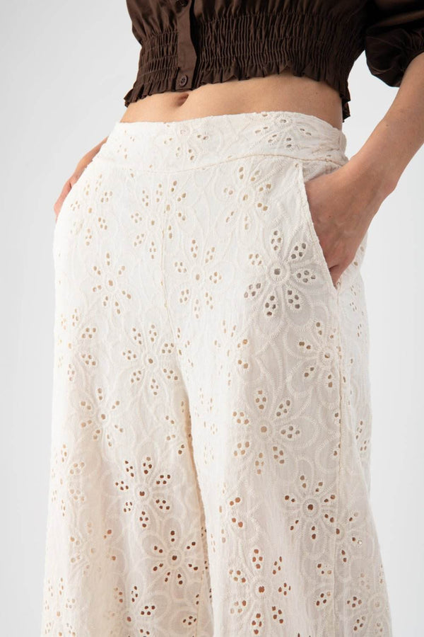 Pantalone in sangallo con nappine sul fondo - MND™