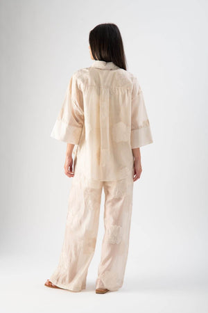 Pantalone velato con ricami floreali - MND™