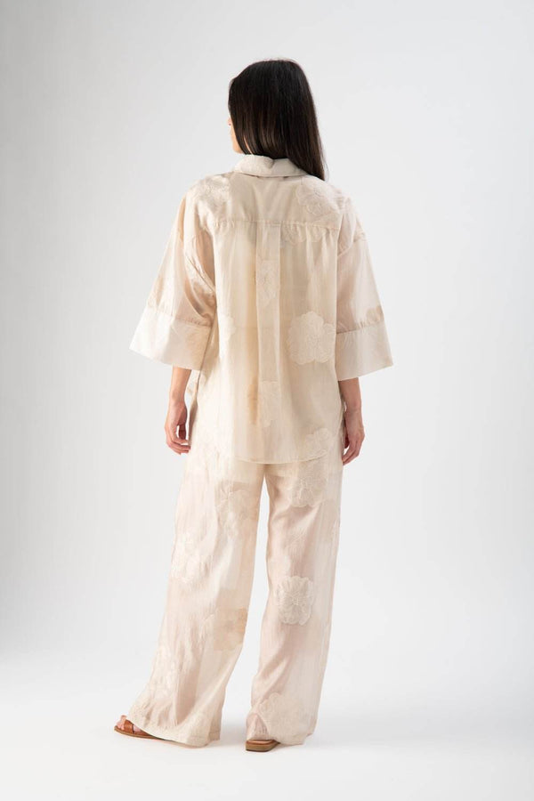 Pantalone velato con ricami floreali - MND™