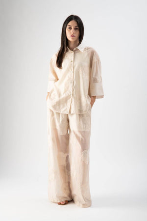 Pantalone velato con ricami floreali - MND™