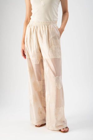 Pantalone velato con ricami floreali - MND™