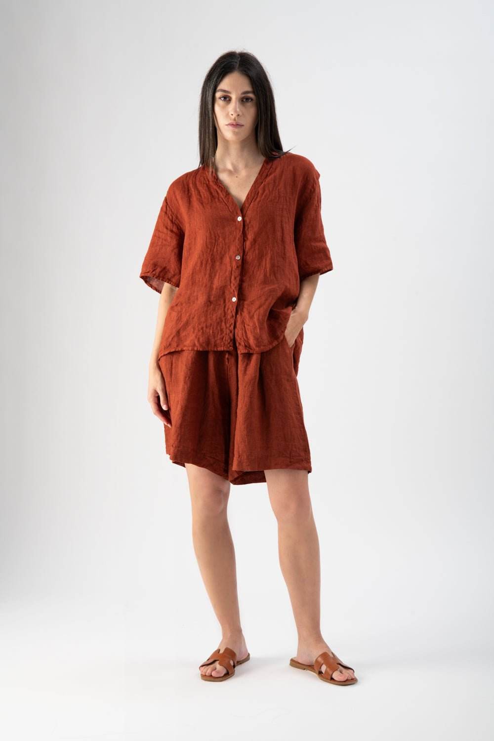 Shorts in lino con coulisse - MND™