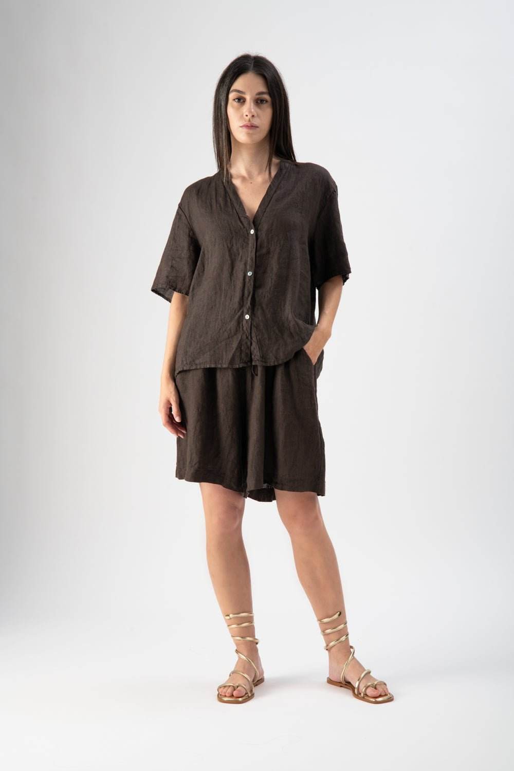 Shorts in lino con coulisse - MND™