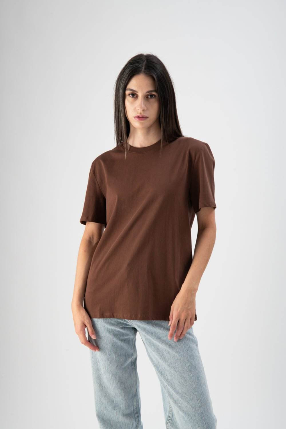 T-shirt basic in cotone marrone - MND™