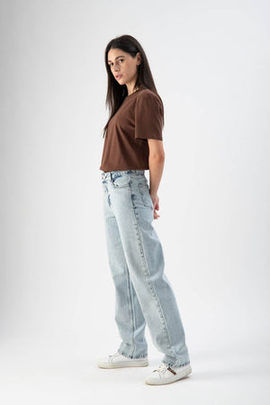 T-shirt basic in cotone marrone - MND™