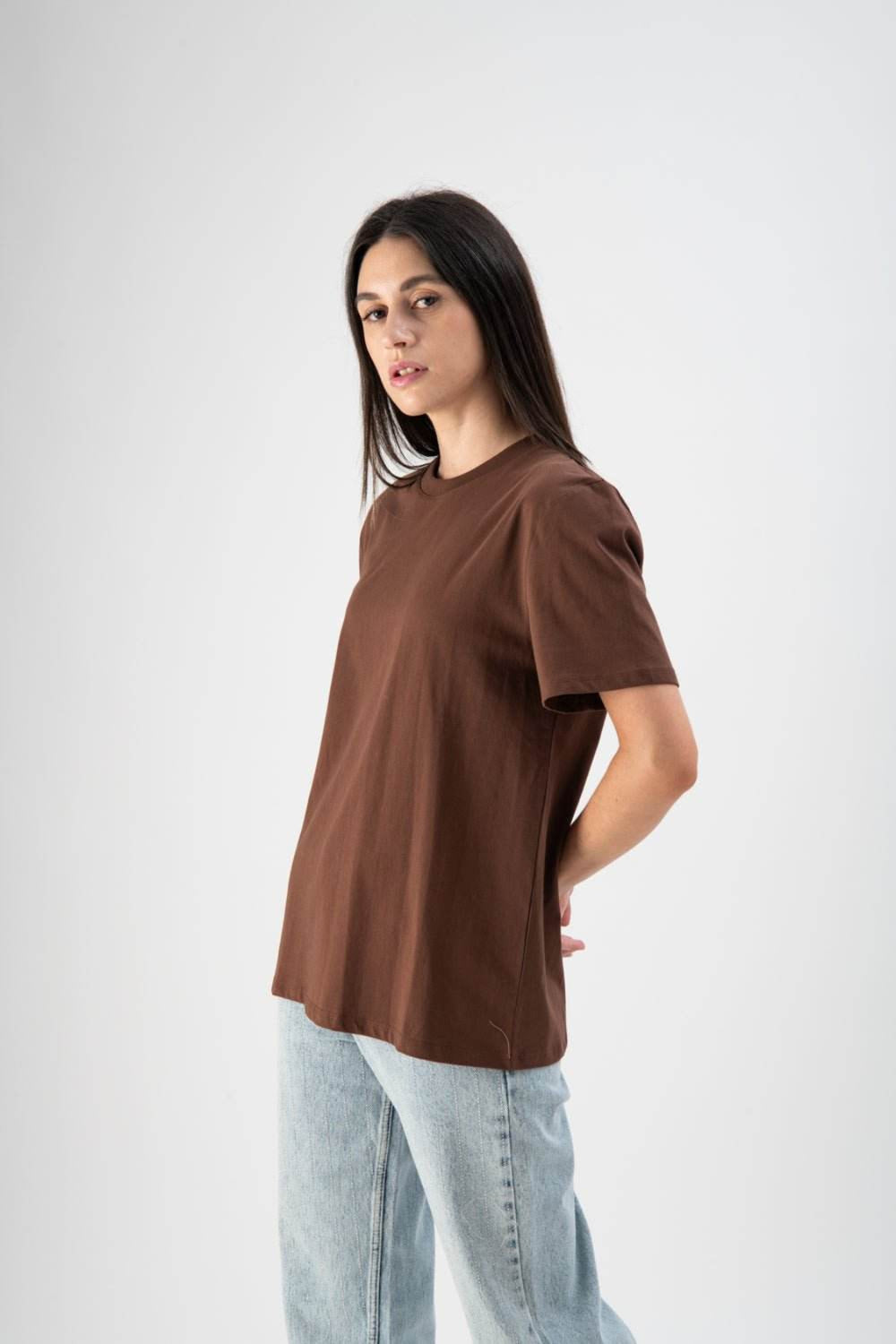T-shirt basic in cotone marrone - MND™