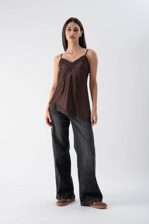 Top con dettaglio in pizzo effetto satin - MND™