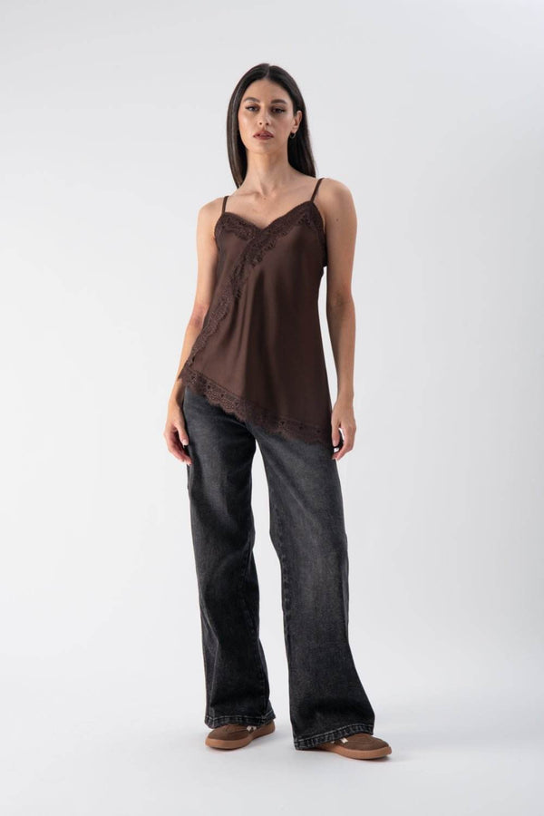 Top con dettaglio in pizzo effetto satin - MND™