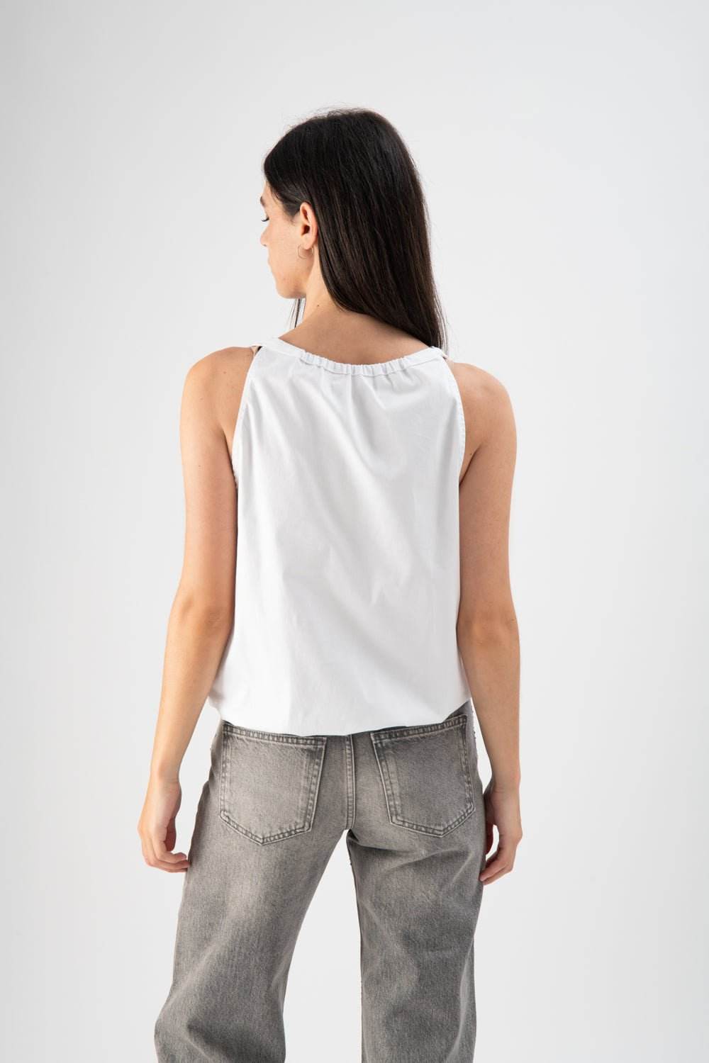 Top in popeline bianco - MND™