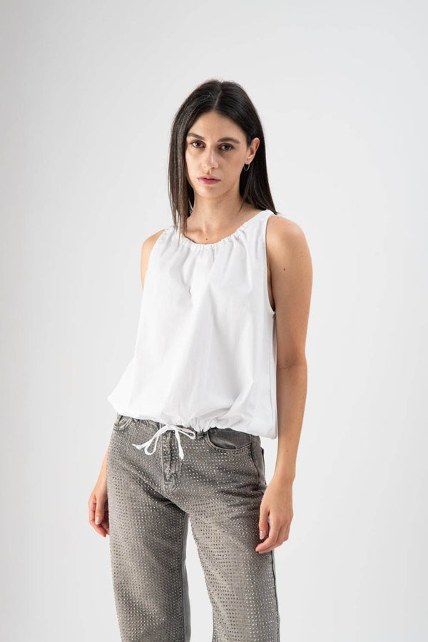 Top in popeline bianco - MND™